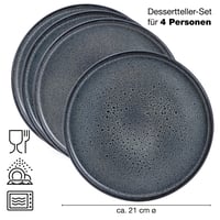 Sada dezertných a raňajkových tanierov Moritz & Moritz Solid, 21 cm, kamenina, sivo-čierna, 3 ks 9