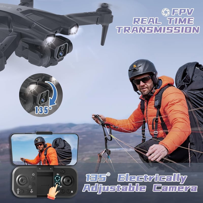 morlyrctooy IDEA12 Drón HD Kamerával Összecsukható FPV Quadcopter Kezdőknek 2 Akkumulátor
