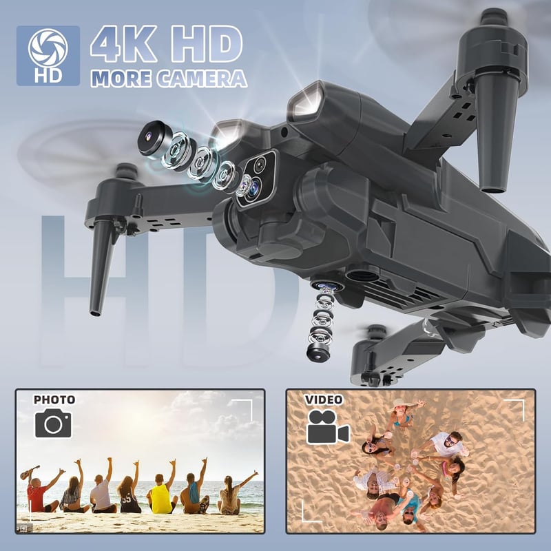 morlyrctooy IDEA12 Drón HD Kamerával Összecsukható FPV Quadcopter Kezdőknek 2 Akkumulátor