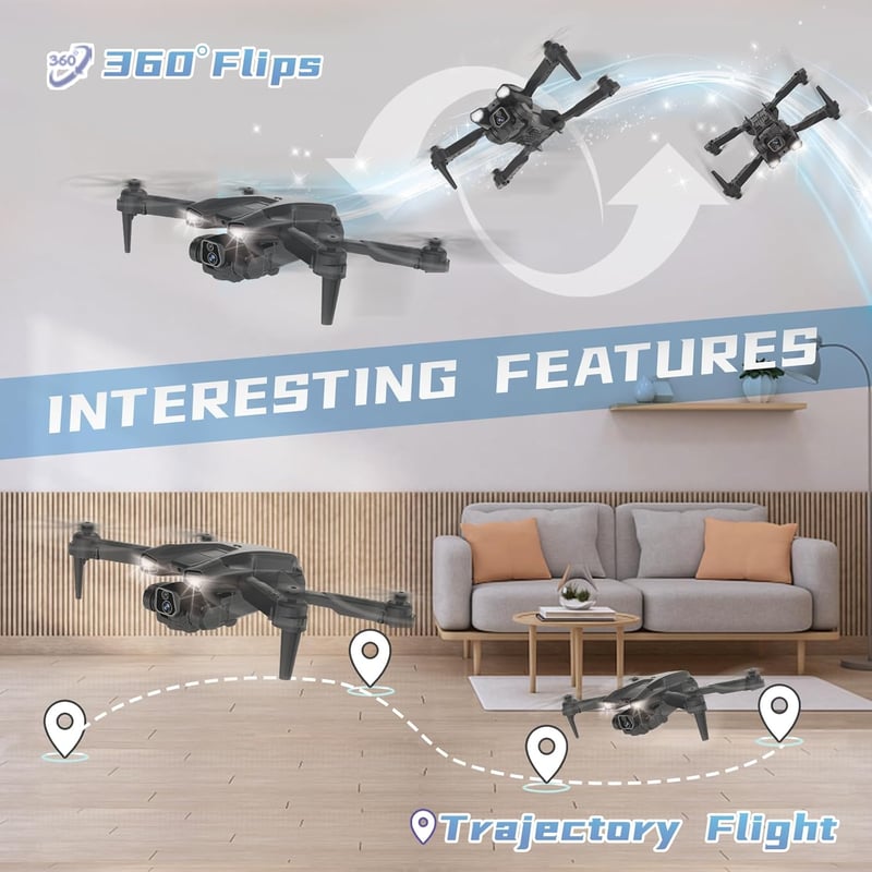 morlyrctooy IDEA12 Drón HD Kamerával Összecsukható FPV Quadcopter Kezdőknek 2 Akkumulátor