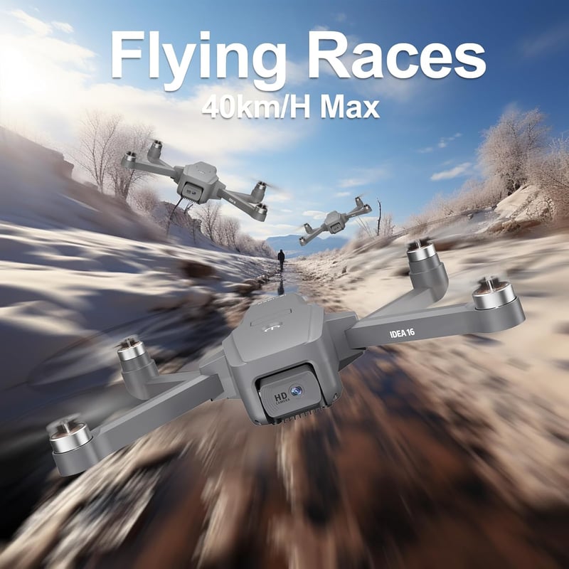 morlyrctooy IDEA16 Drón 4K Kamerával, Kefementes Motorral, 40 km/h Sebesség, 5 GHz WiFi FPV, Szélálló, 2 Akkumulátor, Kezdőknek és Haladókna