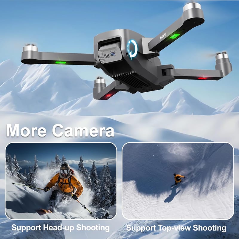 morlyrctooy IDEA16 Drón 4K Kamerával, Kefementes Motorral, 40 km/h Sebesség, 5 GHz WiFi FPV, Szélálló, 2 Akkumulátor, Kezdőknek és Haladókna
