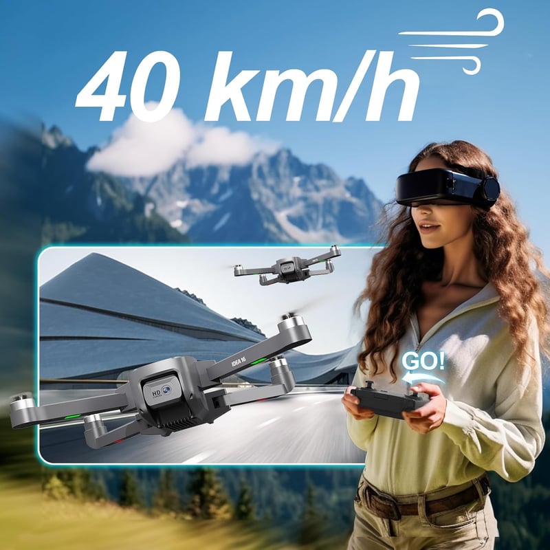 morlyrctooy IDEA16 Drón 4K Kamerával, Kefementes Motorral, 40 km/h Sebesség, 5 GHz WiFi FPV, Szélálló, 2 Akkumulátor, Kezdőknek és Haladókna