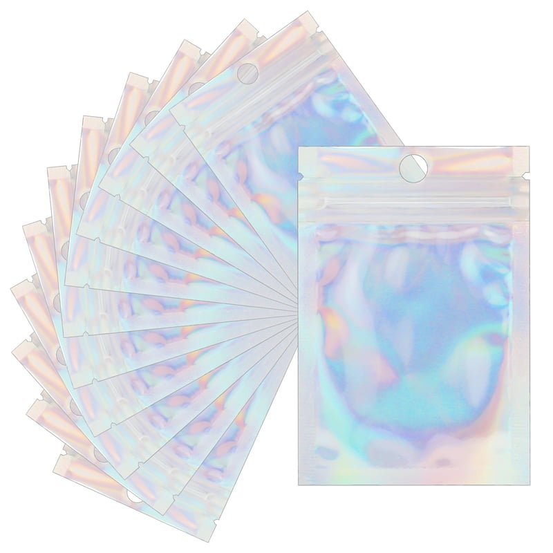 Pungi Mylar Morocket, 120 bucăți, punguțe holografice mici, 7x10 cm, pungi lucioase strălucitoare pentru cadouri și depozitare