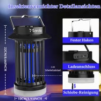 Lampă electrică anti-țânțari Morole USB cu lumină LED, capcană pentru insecte pentru interior și camping, negru 6