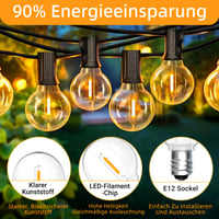 Set 25 Becuri LED Morotty G40 E12, 1W 2700K Alb Cald, Filament Globe Transparent, Rezistent la Apă IP54, 230V, pentru Grădină, Terasă, Balcon, Petrecere 4