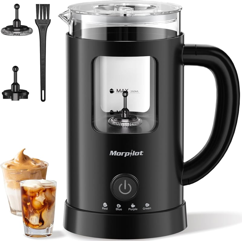 Morpilot 4az1-ben tejhabosító 550W 600ml üveg fekete