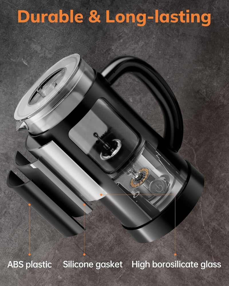 Morpilot 4az1-ben tejhabosító 550W 600ml üveg fekete