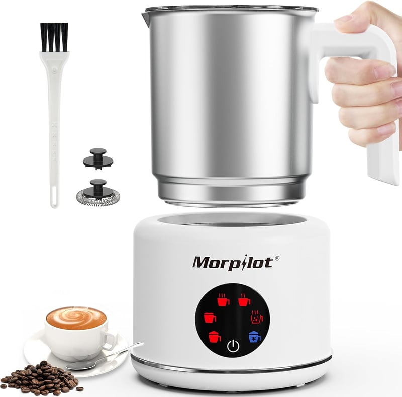 Morpilot 6 az 1-ben elektromos tejhabosító, 130-500 ml, 600 W, rozsdamentes acél