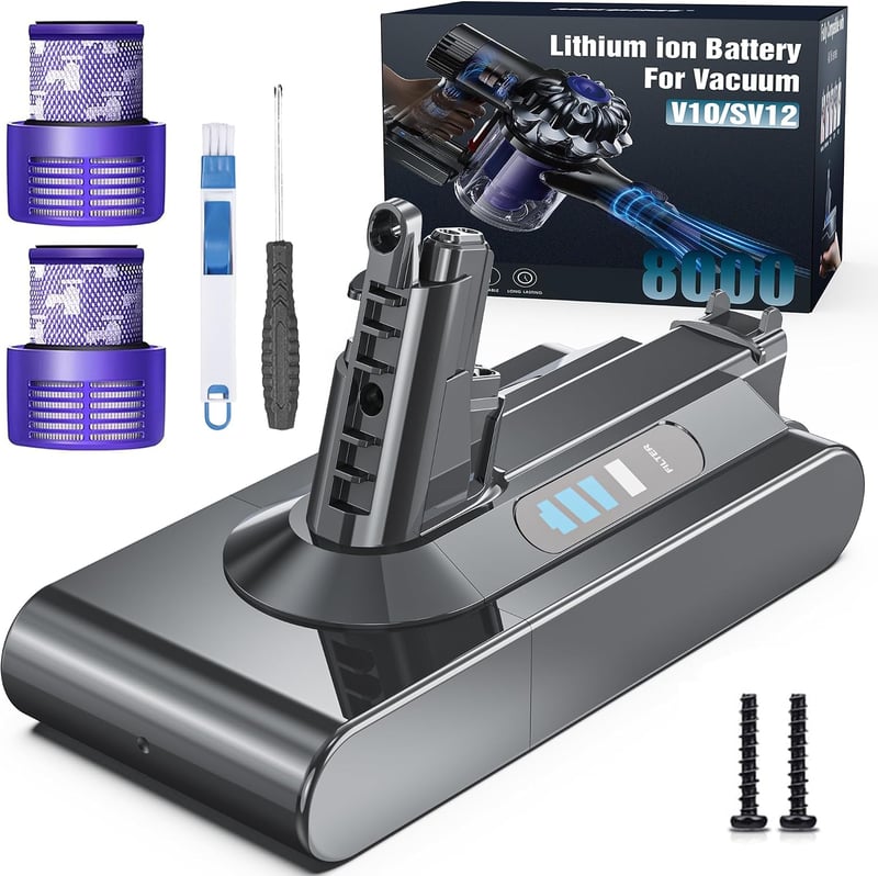 Morpilot Dyson V10 SV12 csereakku 8000 mAh - 2 szűrővel