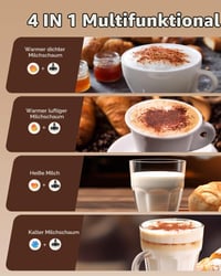 Aparat de spumat lapte electric Morpilot 4 în 1, Automat, pentru lapte cald și rece, Latte, Cappuccino, Macchiato - Alb 3