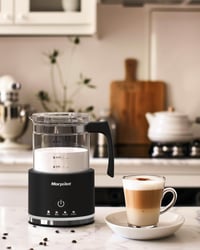 Aparat de spumat lapte electric Morpilot 600W, 130-500 ml, 4 în 1 pentru lapte cald și rece, compatibil cu mașina de spălat vase, design Latte, recipient din sticlă, negru 7