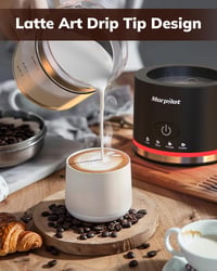 Aparat de spumat lapte electric Morpilot 600W, 130-500 ml, 4 în 1 pentru lapte cald și rece, compatibil cu mașina de spălat vase, design Latte, recipient din sticlă, negru 4