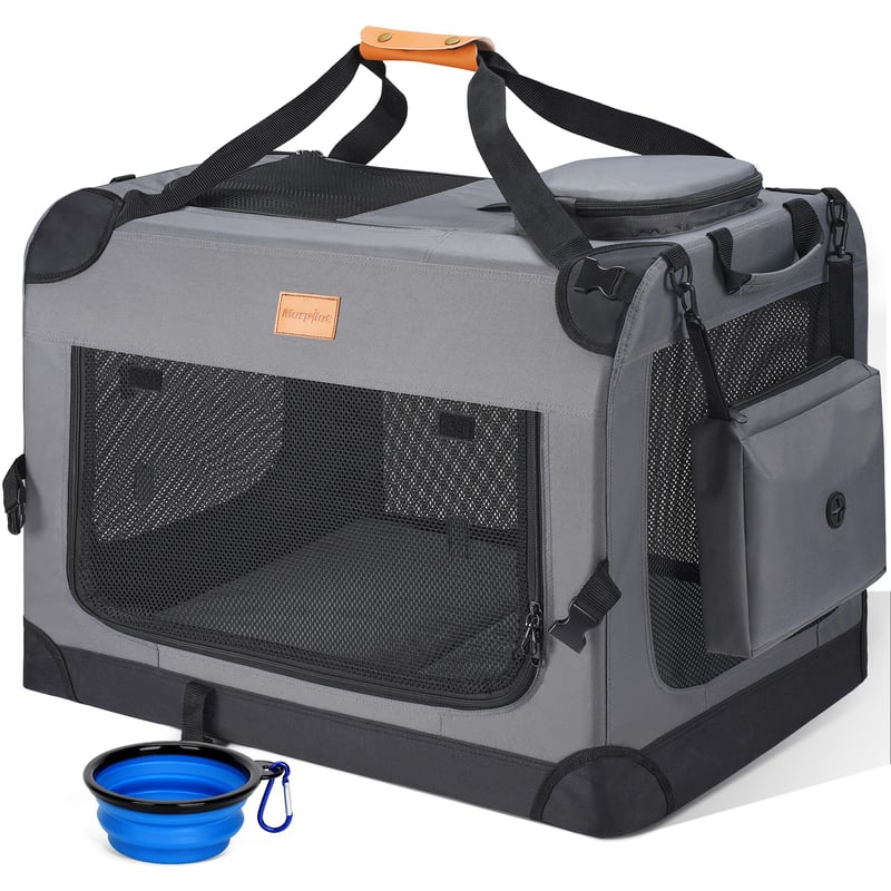 Prepravná taška pre mačky a psy Morpilot 60x42x42 cm, pre veľké mačky a malé psy, s bezpečnostným zipsom, so skladacou miskou, na návštevy veterinára S