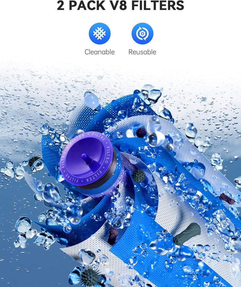 morpilot V8 8000 mAh Akkumulátor Dyson Porszívóhoz Szűrőkkel - V8 8.0Ah + Filter