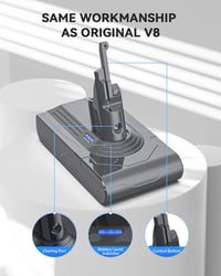 morpilot V8 8000 mAh Akkumulátor Dyson Porszívóhoz Szűrőkkel - V8 8.0Ah + Filter 5