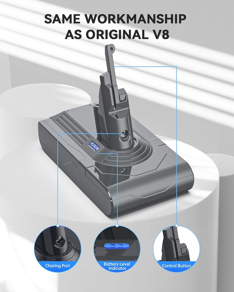 morpilot V8 8000 mAh Akkumulátor Dyson Porszívóhoz Szűrőkkel - V8 8.0Ah + Filter