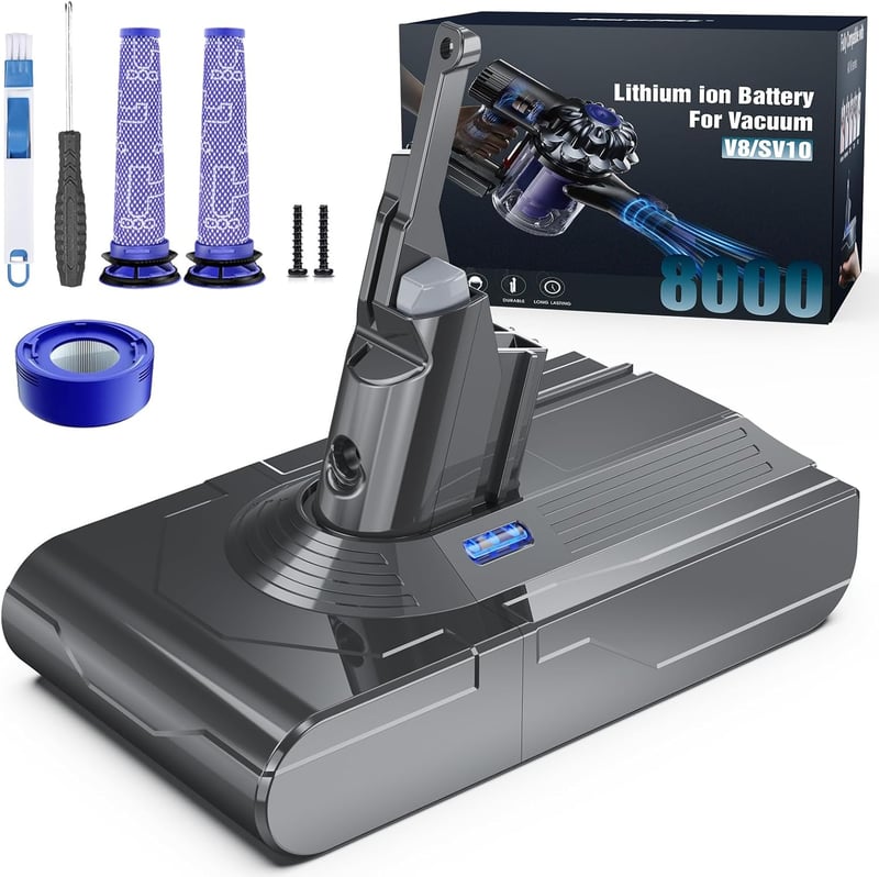 morpilot V8 8000 mAh Akkumulátor Dyson Porszívóhoz Szűrőkkel - V8 8.0Ah + Filter