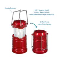 Lampă LED de camping Moses Expedition Natur, felinar portabil pentru copii, roșu, pentru camping, drumeții și cort, cu agățătoare metalică 2