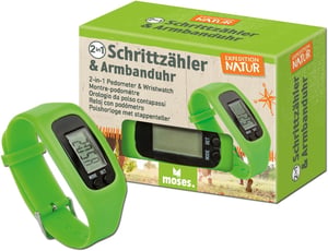Detské hodinky s krokomerom Moses Expedition Nature 2 v 1 – zelené