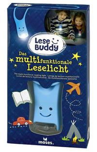Moses Lese Buddy detská lampa na čítanie modrá – multifunkčná silikónová lampa na čítanie na krk, baterka pre deti 4