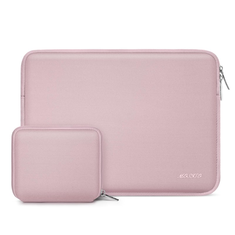 Husă pentru laptop MOSISO, 13,3-14 inchi, compatibilă cu MacBook Pro 14 M5 M4 M3 M2 M1, cu buzunare, Roz