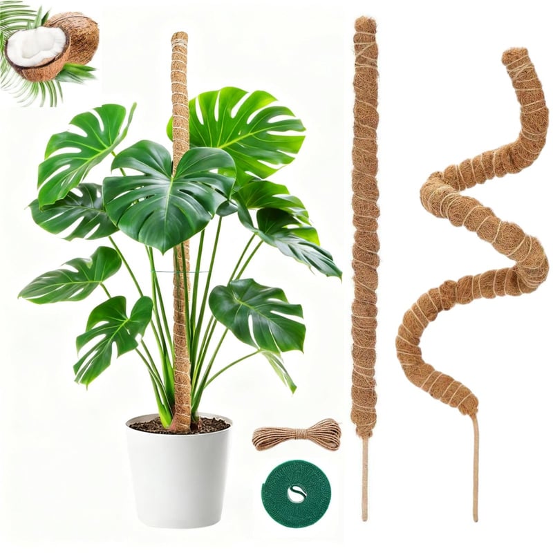 Mohaszál Növénytámasz 2 db 27 Inch Alumínium Maggal Monstera Kúszónövény Tartó Kókuszrost Karó Pothos Szobanövény Rögzítő Készlet