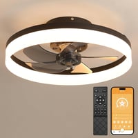 MOSSCO LED Mennyezeti Ventilátor Távirányítóval, Dimmelhető, 3 Szín, 6 Fokozat, 50cm 1