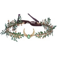 MOSTORY Kézműves Tündér Korona Elf Tiara Arany Zöld Holdas Fejdísz Jelmez Cosplay Reneszánsz Bálhoz 1