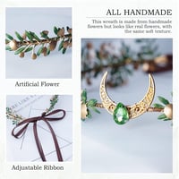 MOSTORY Kézműves Tündér Korona Elf Tiara Arany Zöld Holdas Fejdísz Jelmez Cosplay Reneszánsz Bálhoz 3
