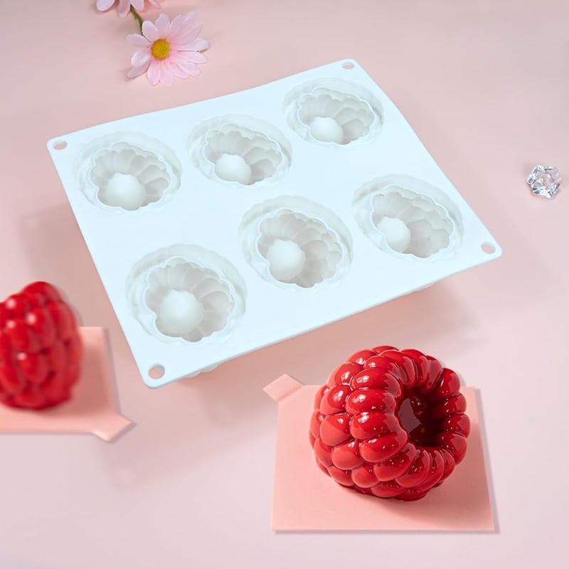 mostsom Szilikon Desszert Forma 6 Üreges Málna Mintás Csokoládé Mousse Tortaforma
