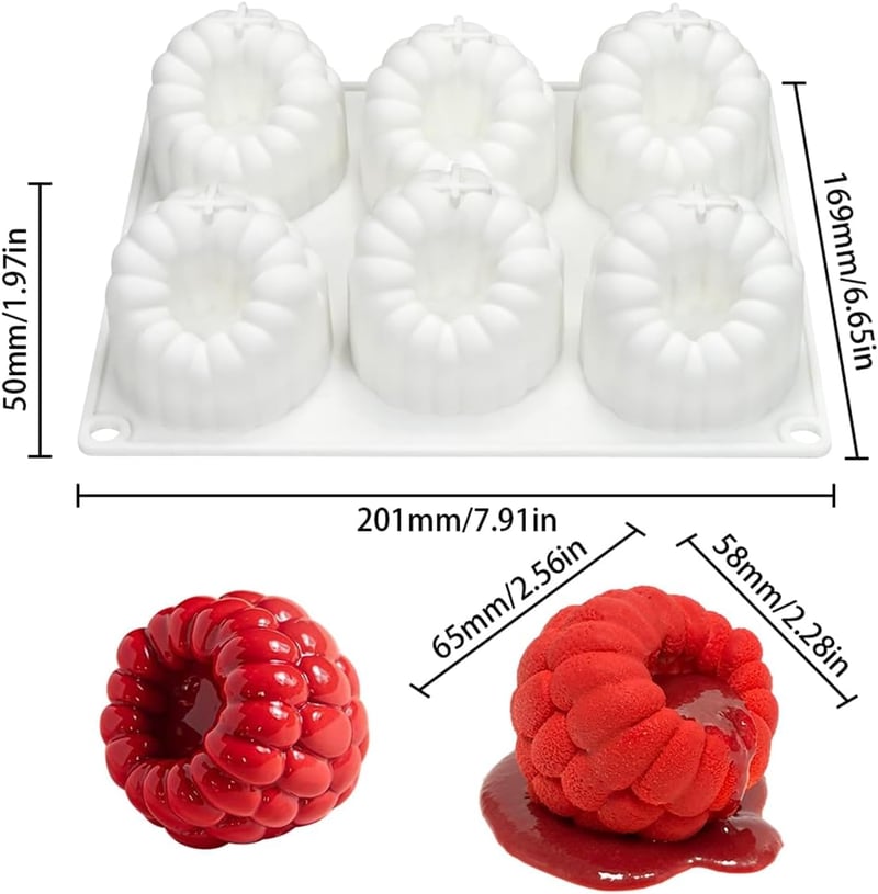 mostsom Szilikon Desszert Forma 6 Üreges Málna Mintás Csokoládé Mousse Tortaforma
