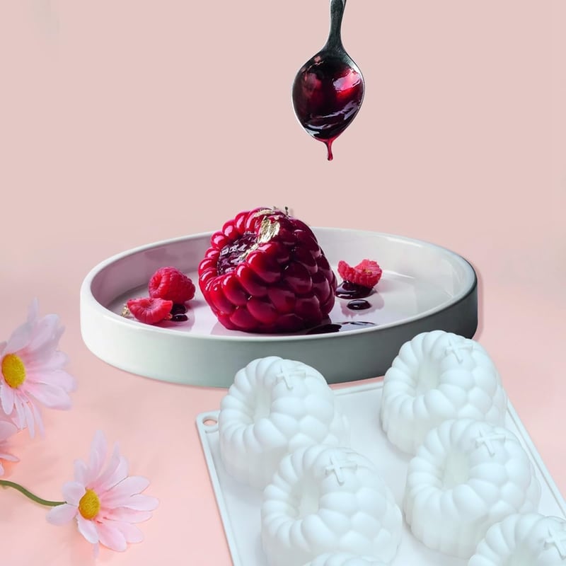 mostsom Szilikon Desszert Forma 6 Üreges Málna Mintás Csokoládé Mousse Tortaforma