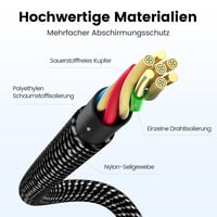 Gitarový kábel MOSWAG 5 m, 6,35 mm TS konektor rovný-uhlový, tienený opletený nástrojový kábel bez šumu pre elektrickú gitaru, basgitaru a zosilňovač 4