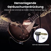 Gitarový kábel MOSWAG 5 m, 6,35 mm TS konektor rovný-uhlový, tienený opletený nástrojový kábel bez šumu pre elektrickú gitaru, basgitaru a zosilňovač 6