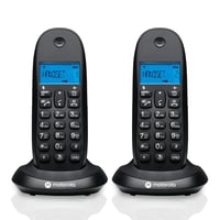 Set telefon fără fir digital DECT Motorola C1002CB+ – 2 unități, blocare apeluri, identificare apelant, difuzor, agendă cu 50 de numere – Negru 1