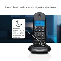 Set telefon fără fir digital DECT Motorola C1002CB+ – 2 unități, blocare apeluri, identificare apelant, difuzor, agendă cu 50 de numere – Negru 2