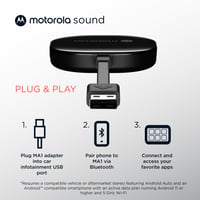 Bezdrôtový adaptér Motorola Sound MA1 pre Android Auto – Pripojenie smartfónu k displeju v aute, USB konektor, čierna farba, 1 ks 5