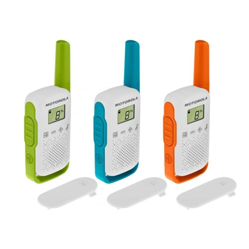 Set stații radio Motorola Talkabout T42 – 3 bucăți emițătoare-receptoare PMR446, 16 canale, rază de acțiune 4 km