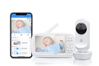 Baby monitor Motorola VM44 Connect WiFi cu cameră - Ecran HD de 4,3", vedere nocturnă, cântece de leagăn, monitorizare temperatură, aplicație pentru smartphone - Alb 1