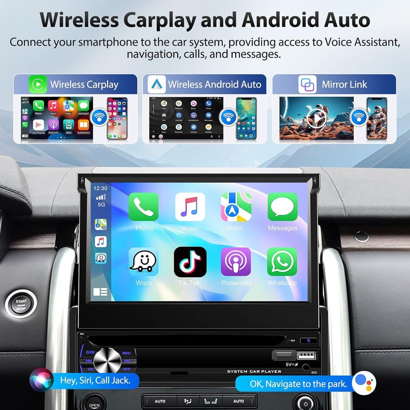 Motorsi 1 DIN Autórádió CarPlay Android DAB GPS 7" IPS Érintőkijelző Bluetooth