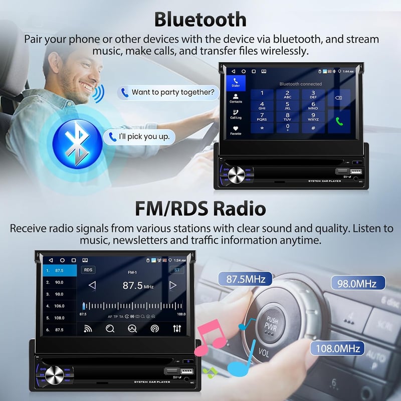 Motorsi 1 DIN Autórádió CarPlay Android DAB GPS 7" IPS Érintőkijelző Bluetooth