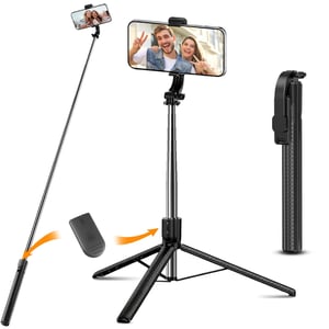 Motswedi 170 cm-es Telefon Állvány Távirányítóval, Selfie Stick, Kihúzható Okostelefon Tripod Utazáshoz és Vlogginghoz, iPhone és Samsung Kompatibilis, Fekete