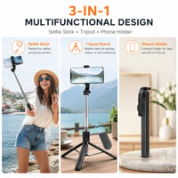 Trepied Telefon Motswedi 170 cm cu Telecomandă, Selfie Stick, Trepied Extensibil pentru Smartphone pentru Călătorii și Vlogging, Compatibil cu iPhone și Samsung, Negru 4
