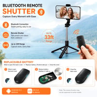 Trepied Telefon Motswedi 170 cm cu Telecomandă, Selfie Stick, Trepied Extensibil pentru Smartphone pentru Călătorii și Vlogging, Compatibil cu iPhone și Samsung, Negru 2