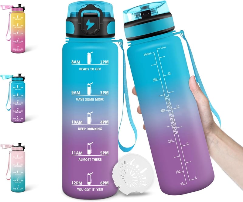 Motswedi 500ml BPA-mentes kullancscsap, időjelöléssel, szivárgatásmentes ivópalack gyerekeknek