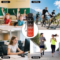 Fľaša na vodu Motswedi 1 liter, na sýtené nápoje, s časovým označením, nepriepustná, športová fľaša na jogu, cyklistiku, fitness, čierna a 7