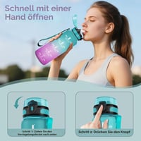 Športová fľaša Motswedi 1500 ml, bez BPA, so slamkou, nepriepustná, opakovane použiteľná, zeleno-ružová, na bicyklovanie, jogu, kempovanie, do posilňovne 3