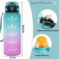 Športová fľaša Motswedi 1500 ml, bez BPA, so slamkou, nepriepustná, opakovane použiteľná, zeleno-ružová, na bicyklovanie, jogu, kempovanie, do posilňovne 5