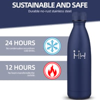 Termoska Motswedi, 1 liter, nehrdzavejúca oceľ, dvojstenná vákuová izolácia, nepriepustná, tmavomodrá, do kancelárie, na šport a turistiku 5